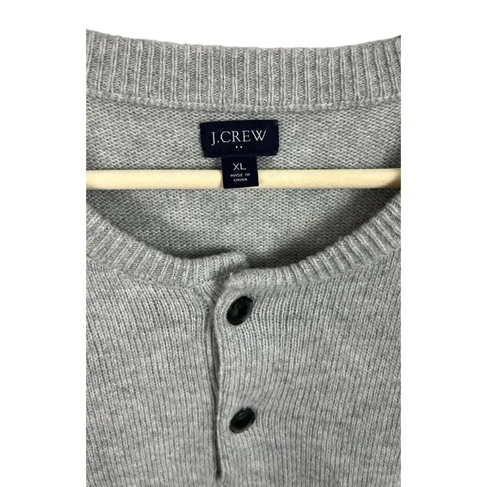 J. Crew Factory Lambswool-Blend Henley Sweater Gray Size XL AP644 Men’s